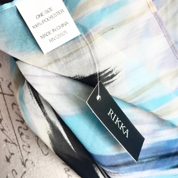 RIKKA | 💙🖤 Southwest Abstract Print Sheer Lightweight Shawl Wrap ✨NWT!✨ - Picture 7 of 11